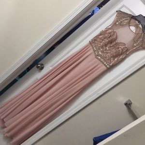 Sue Wong Beaded Illusion Neckline Chiffo